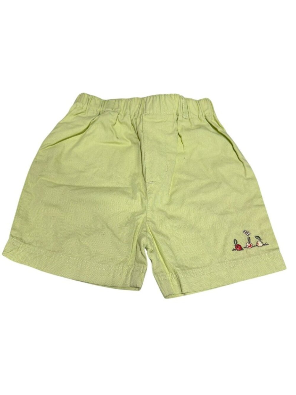 Jacadi Green Cotton Shorts Embroidered Elastic Waist Size 12M